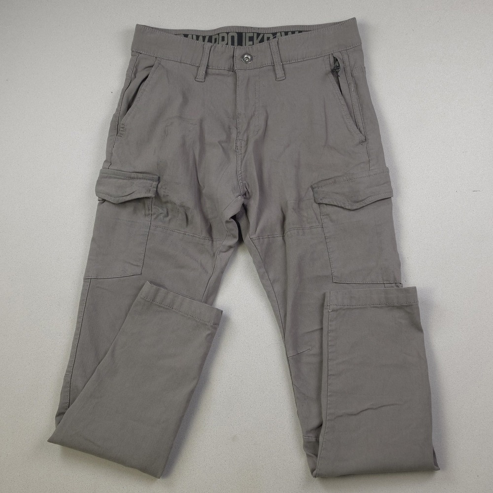 Projek Raw Cargo Pants Mens 30 Olive Green Slim Tapered Stretch Utility Zip Tech